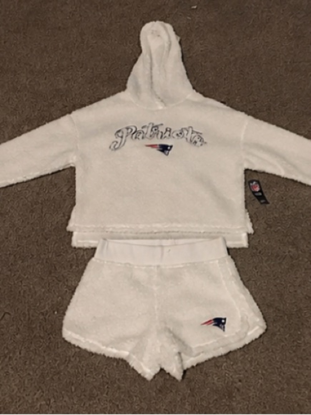 NFL Black Tag on White Sherpa Fabric